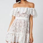 Self Portrait  Guipure Lace Off The Shoulder Lace Dress White Size 10 NWT Photo 3