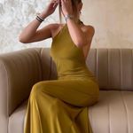 ZARA  maxi halter shawl dress Elegant Olive Green wedding party evening  Photo 3