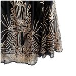 Soft Surroundings Embroidered Chiffon Black Knee Skirt Size XL Gold Embroidery Photo 2