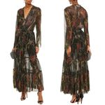 Ba&sh Hendrix Floral Metallic Plissé Knit Long Sleeve Maxi Dress Size 0 XS Black Photo 13