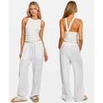 Xirena Dylan 100% Cotton Pull On Drawstring Wide Leg Pants White Women's Size M Size M Photo 0