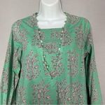 Khaadi Pakistan Tunic Top Embellished Neckline Long Sleeves Women 8 Green Floral Photo 5