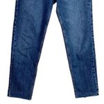 ZARA  Relaxed High Waisted Wide Leg Boyfriend Jeans Raw Hems 4 Dark Wash Blue Photo 7