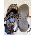 Fly London Leather Ankle Strap Wedge Sandals Studded Brown EU 39 US 8.5 Photo 7