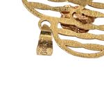 10K Yellow Gold Heart Long Stem Pink Rose Gold Flower On Top Pendant .7 Gram Photo 2