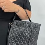 Talbots  Black Leather Quilted Bucket Bag Photo 0
