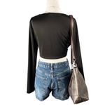 Cotton On Crop Top Women’s Large Black Long Sleeve Waist Tie Wrap Clubwear Y2K Photo 1