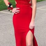 Red Prom Dress With Ruffle Train Size 0 Photo 1