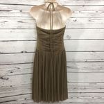 BCBGMAXAZRIA Halter Pleated Embellished Silk Blend Ruffle Dress Photo 1