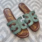 Sam Edelman Bay Teal Croc Faux Leather Slide Sandals 8M Photo 0