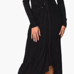 NWT CIEBON Jennifer Black Collared Ruched Button Front Midi Shirt Dress Sz Small Photo 0