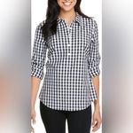 Vineyard Vines Black & White Gingham Check Half Buttoned Pullover Top Sz 4 Photo 15