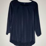 Eileen Fisher  Silk Top Black Blouse Shirt Spandex Blend 3/4 Sleeve Small Photo 0