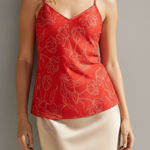 SILK LAUNDRY Bias Cut Silk Cami, Red Tulips, Small Photo 0