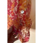 Ruby Rd  Pink/Orange Floral Sheer Button Down Top Sz 8 Photo 4