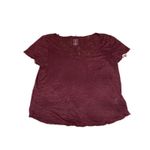 Me to We Boho Casual Pocket Tee Maroon Short Sleeve T-Shirt  XS Photo 1