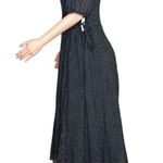 LISA SAYS GAH Gianna Rosette Print Midi Dress, Black, Large Black Photo 6