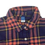 Old Navy Maternity S Utility Flannel Boyfriend Shirt Button Down Dark Star Plaid Photo 3