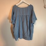 Jane and Delancey Shirt Top 1X Lyocell Denim Light Blue Chambray Short Sleeve Photo 6