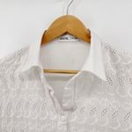Aura  White Eyelet Embroidered Tunic‎ Top Shirt Dress XL Cotton Blend Button Up Photo 1