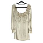 Reformation Champagne Silk Novelia Long Sleeve Mini Dress Womens 6 Photo 1