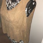 Women’s Suede Like Vest Shirt Open/Tie in Back Sm Tan Photo 4