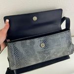 Vintage 90s Y2K Dusty Blue Snakeskin Print Fold Over Flap Rectangle Shoulder Bag Photo 8