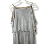 Ralph Lauren Lauren Metallic Knit Flutter Cold-Shoulder Maxi Evening Gown Photo 3