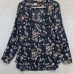 Cotton On Women's Button Down Blouse Black Floral Long Sleeve Medium Photo 0