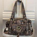 Michael Kors Fulton large sand snakeskin leather shoulder bag purse & wallet Photo 0