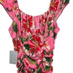 19 Cooper  Bodycon Ruched‎ Puff Sleeve Pink Floral Mini Dress. Size Small NWT Photo 3