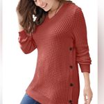 Woman Within 🍁 Plus Size Side Button V-Neck Waffle Knit Sweater🍁 ~3X Photo 0