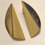 Vintage Gold Tone Funky Retro Statement Pierced Earrings Photo 0