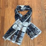 Adrienne Vittadini  Silk Geometric Abstract Scarf Black Grey Photo 0