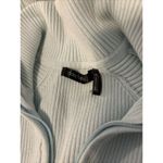 Daisy Fuentes Ribbed 1/4 Zip Sweater Long Sleeve High Neck Light Blue White Gray Photo 5