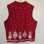 Talbots Vintage Winter Snowman Embroidered Beaded Merino Wool Sweater Vest XL Photo 2