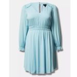 Torrid Baby Blue Gauze Long Sleeve Flare Skater Dress Size 2X Pockets Photo 3
