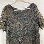 Y2K Simply Emma Black & Gold Crochet Lace 1X Tunic Top Whimsigoth Fairy Grunge Photo 2