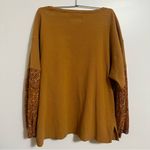 Anthropologie  'Anette' Orange Floral Waffle Knit Long Sleeve Shirt Medium Photo 4