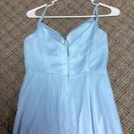 Azazie Deandra Sky Blue Chiffon Spaghetti Strap Cowl Neck Formal Dress Size 2 Photo 13
