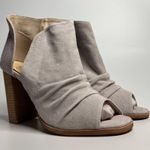 42 Gold Womens Loyalty Peep Toe Bootie in Fog Kid Suede Gray Size 10 Photo 4