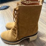 Source Unknown Tan Suede Lace-Up Ankle Boots Photo 5