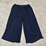 Vimmia  Pants Womens Medium Wide Leg Crop Wrap Cotton USA Stretch Navy Blue Photo 0