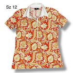 Bogner Paisley Polo Short Sleeve Golf Shirt Red Yellow Size 14 EUC Photo 0
