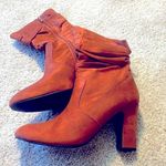 Boutique New cinnamon colored block heels faux suede tall zippered 9.5 Photo 1