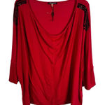 Cable & Gauge  Plus Size 3X Top Red Beaded Dolman Sleeve‎ Knit Stretch Womens 601 Photo 0