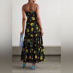 RODARTE Yellow Rose Print Appliquéd Printed Silk Crepe De Chine Maxi Dress Size 2 Photo 3