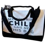NIP Novelty Canvas Tote My Favorite Child Gave Me This Bag 16.5X12 Black Natueal Photo 3