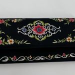 Vintage Black Silk Floral Embroidered Clutch Bag *No Closure* Photo 0