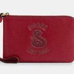 Coach Red New Year Corner Zip Wristlet With Snake Graphic Photo 0